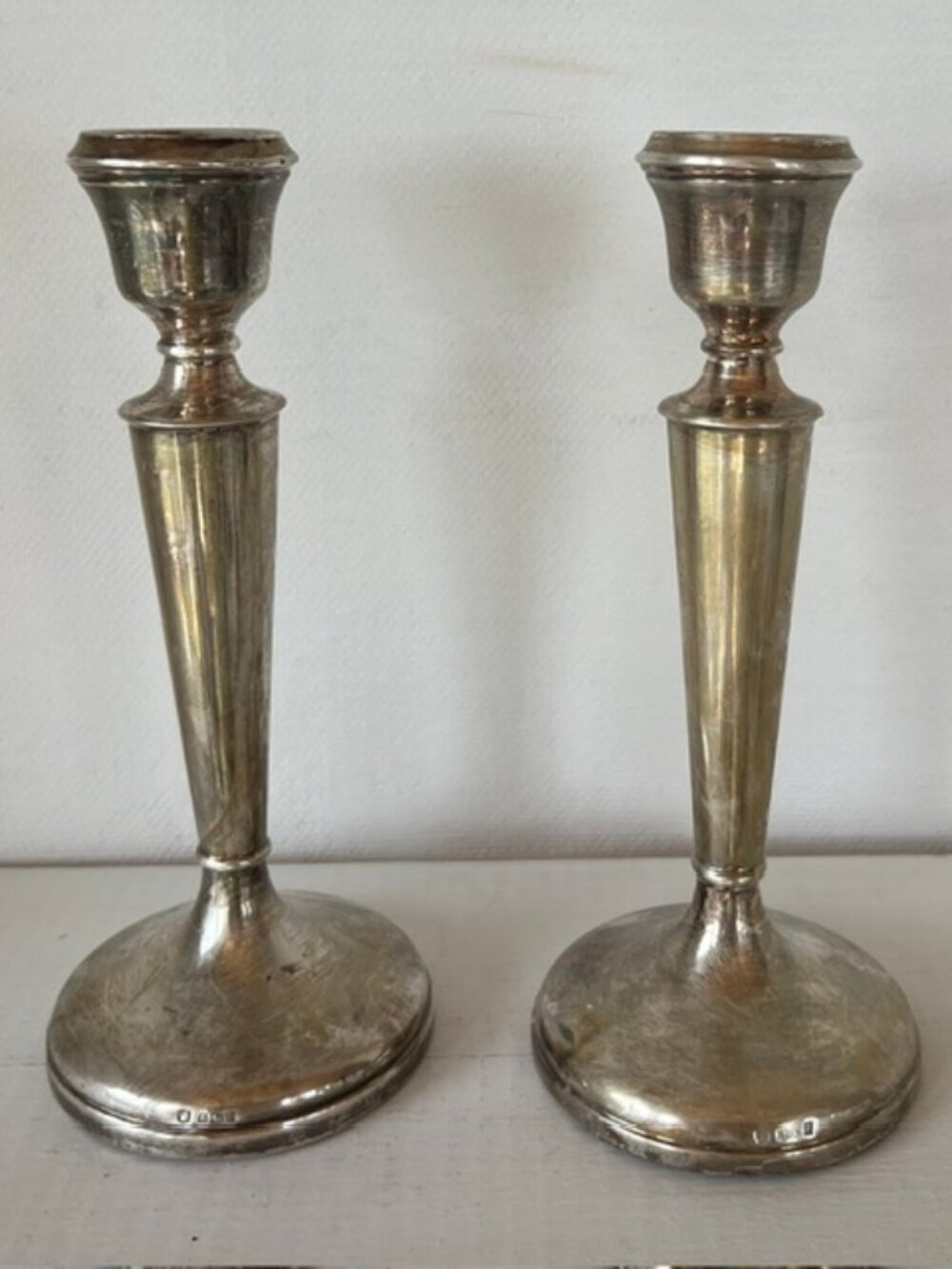 Birks Sterling Silver 8" Candlesticks Pair - Classic Weighted Design
